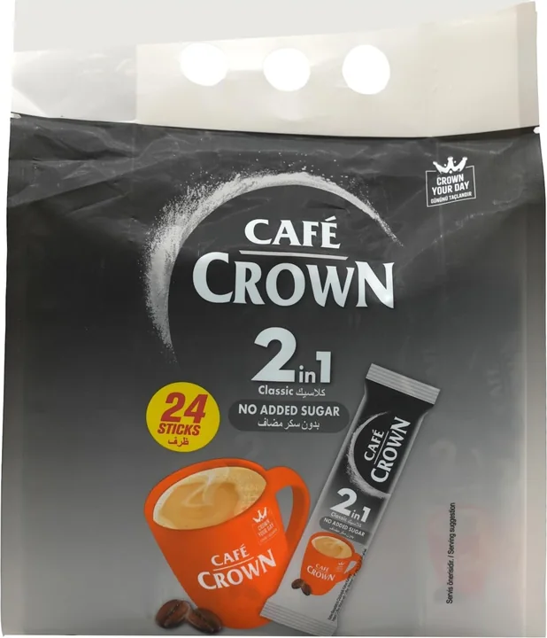Cafe Crown 2 in 1 Coffee No Added Sugar, 12 × 24 × 11 g