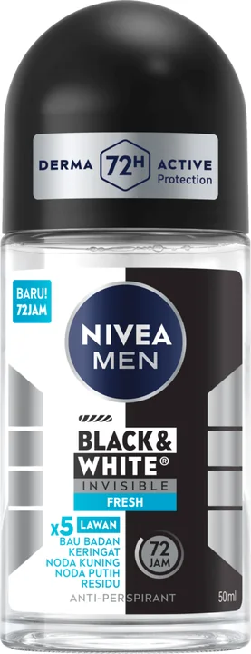 Nivea Deo Roll On - Black & White Fresh (Men), 24 × 50 ml