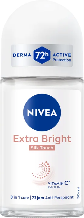Nivea Deo Roll On - Bright Silk Touch (Women), 24 × 50 ml