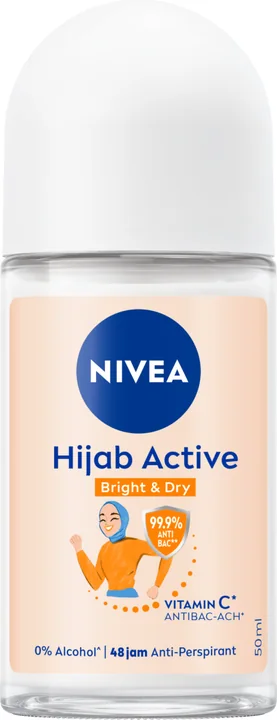 Nivea Deo Roll-On Hijab Active (Anti Bacterial), 24 × 50 ml