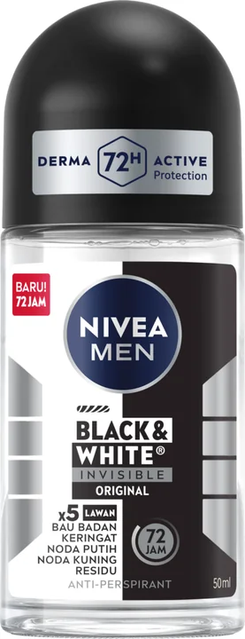 Nivea Deo Roll On - Invisible Black & White Power (Men), 24 × 50 ml