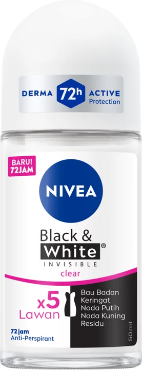 Nivea Deo Roll On - Invisible Black & White (Women), 24 × 50 ml