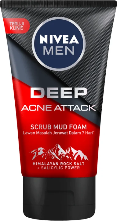 Nivea Men Deep Acne Attack Scrub Mud Facial Foam, 24 × 100 ml