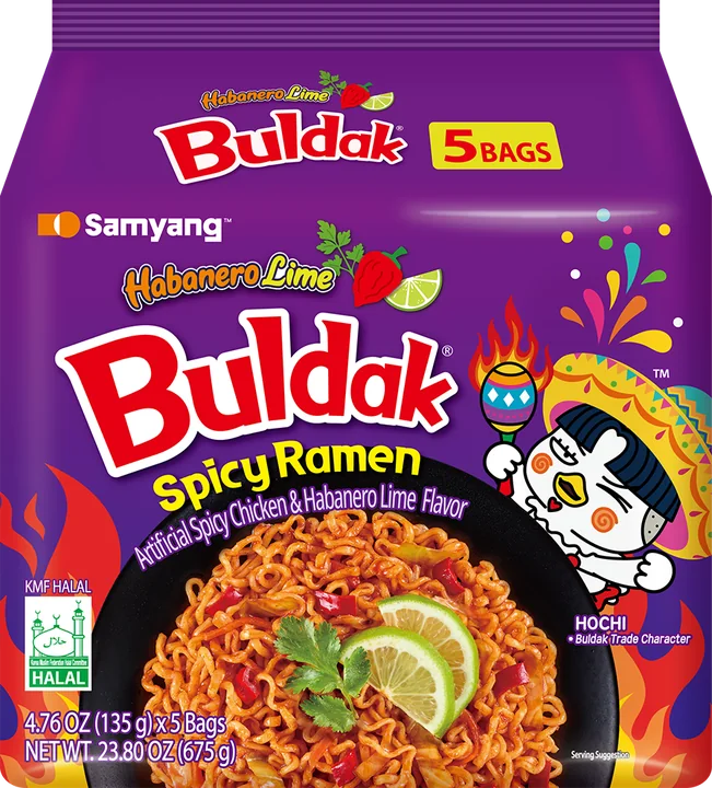Samyang Noodles Habanero Lime, 8 × 5 × 135 g