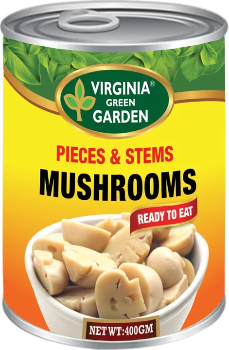 Virginia Green Garden Mushroom Pieces & Stems, 24 × 400 g